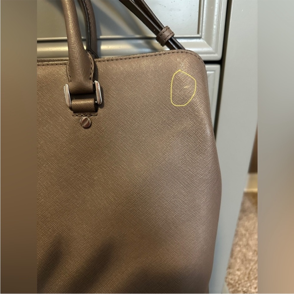 Michael Kors Savanna Taupe Saffiano Leather Satchel & Dust Bag EUC - Picture 6 of 12